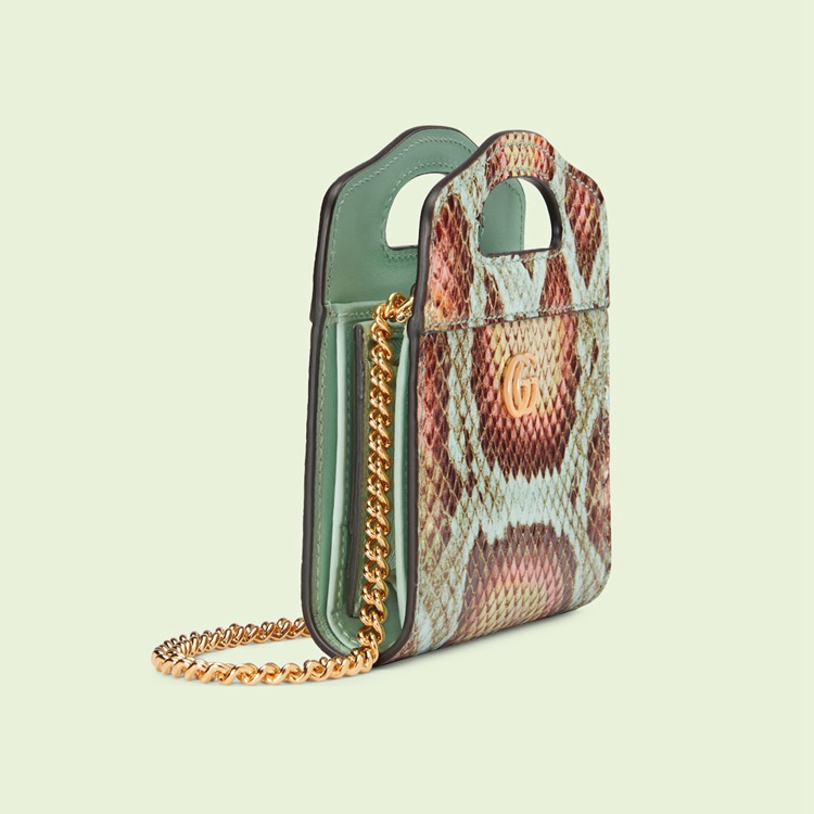 701074.E12MG.3564.007.080.0000.Light GG Marmont top handle python card case wallet